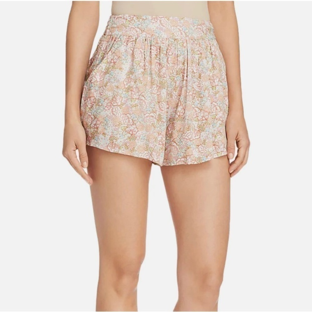 NWT AQUA Grove Floral Print Mini High-Waist Shorts